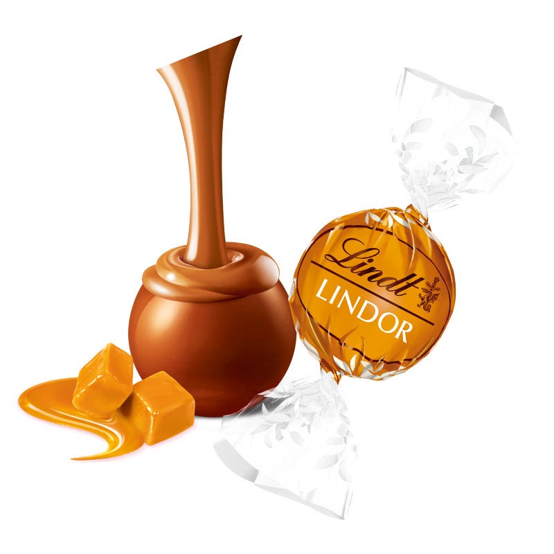 Caramel Milk Chocolate LINDOR Truffles 800-pc Case (353 oz)